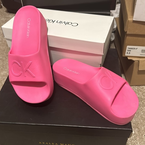 Calvin Klein nylon neo pink size 5 slides - Picture 4 of 5